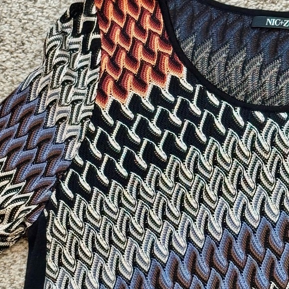 NIC+ZOE Chevron Knit Dress L Multicolor Lined Long Sleeve Fall OfficeCore Casual - Picture 6 of 10